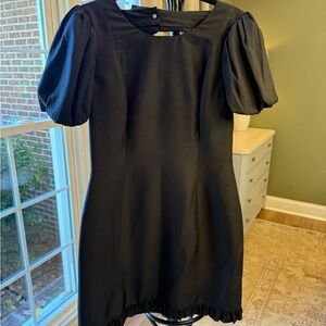 Plenty by Tracy Reese Black Silk Puff Sleeve Mini Dress. NWT
